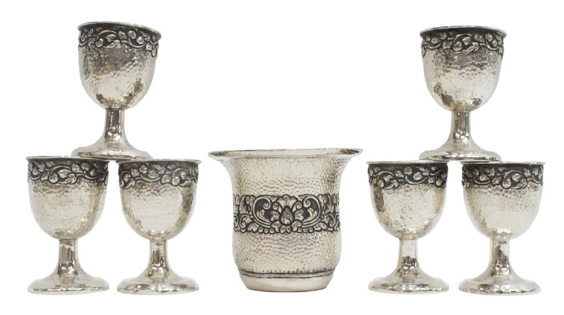 (7) INDONESIAN .800 SILVER REPOUSSE CORDIALS & CUP (1 of 4)
