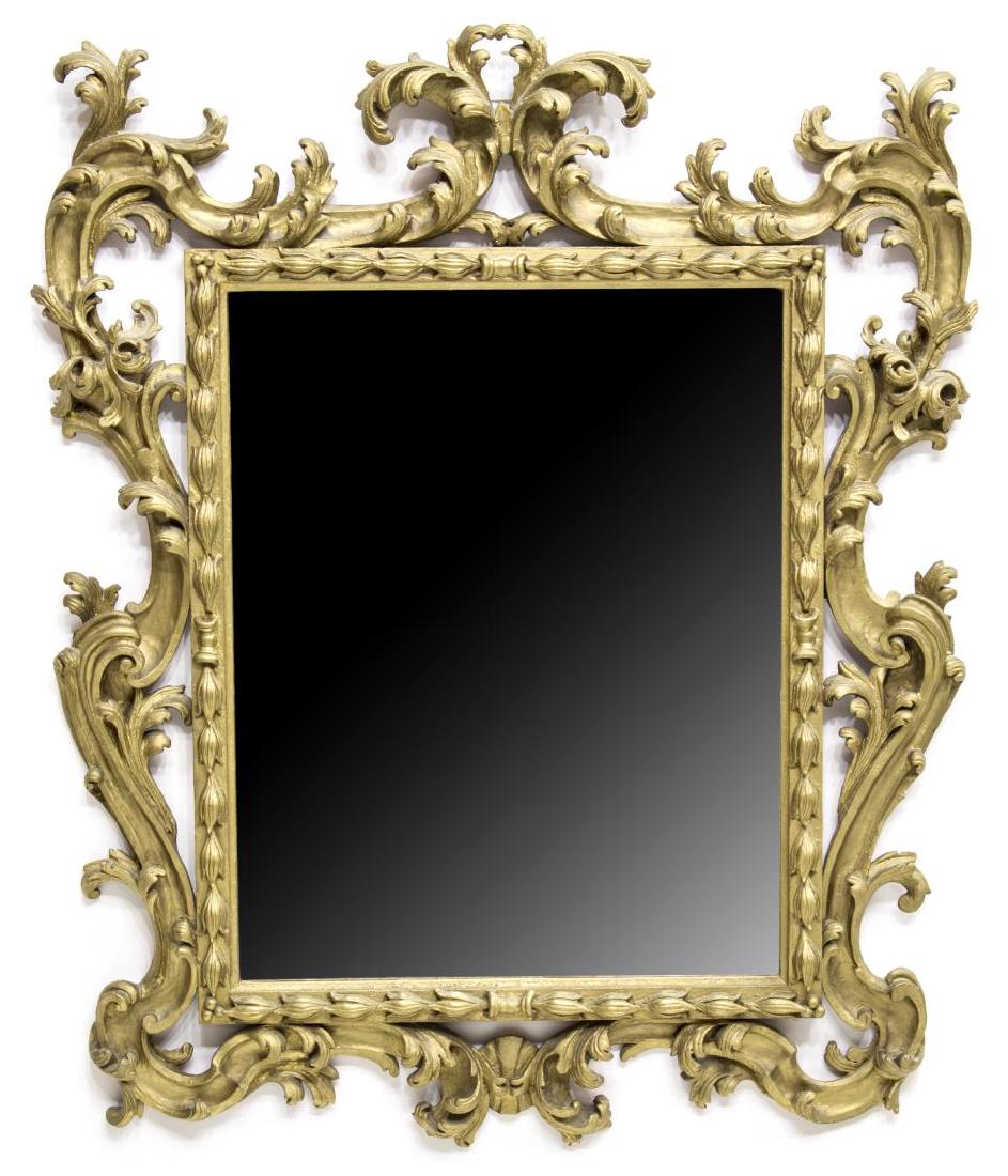 LARGE LOUIS XV STYLE GILTWOOD WALL MIRROR (1 of 2)