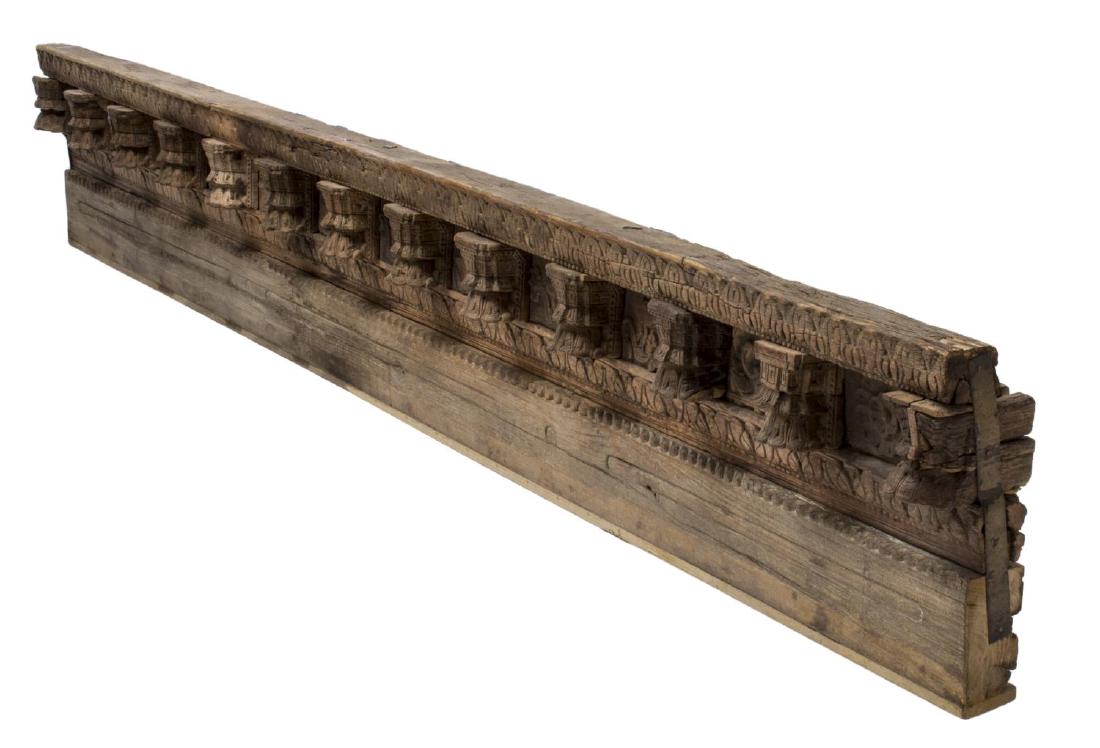 BRITISH COLONIAL STYLE CARVED TEAK BALCONY RAILING (1 of 3)