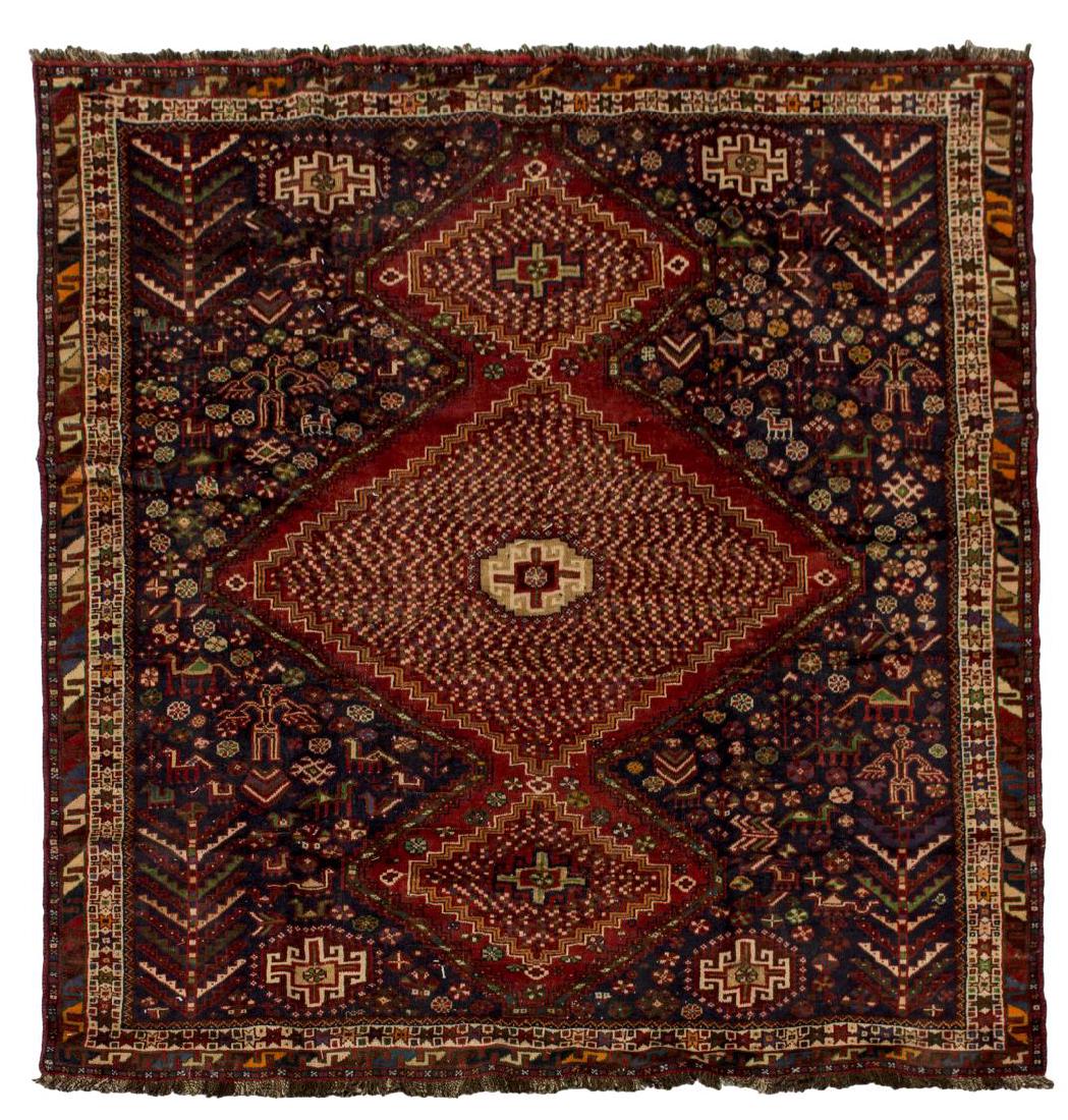 HAND TIED PERSIAN SHIRAZ RUG, 8'1" X 6'4" (1 of 2)