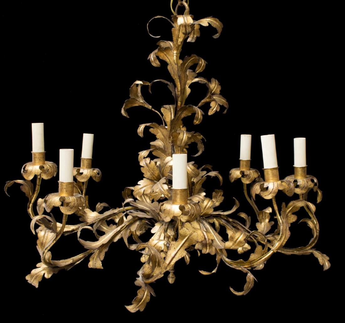 MAISON BAGUES STYLE GILT METAL 8-LIGHT CHANDELIER (1 of 2)