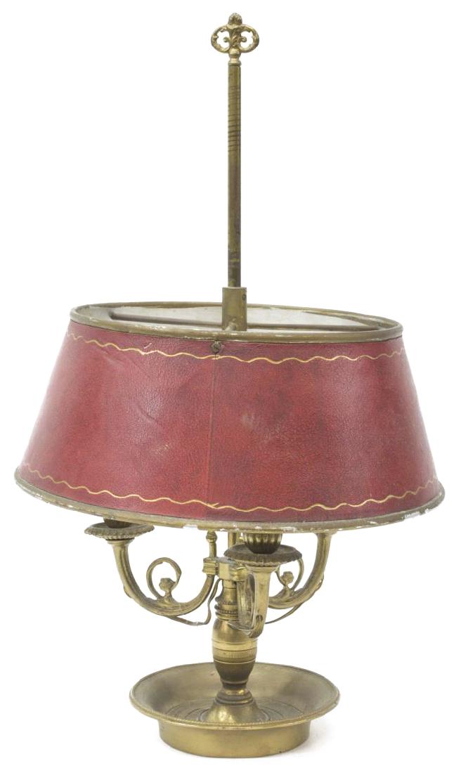 BOUILLOTTE STYLE GILT BRASS THREE-LIGHT LAMP (1 of 2)