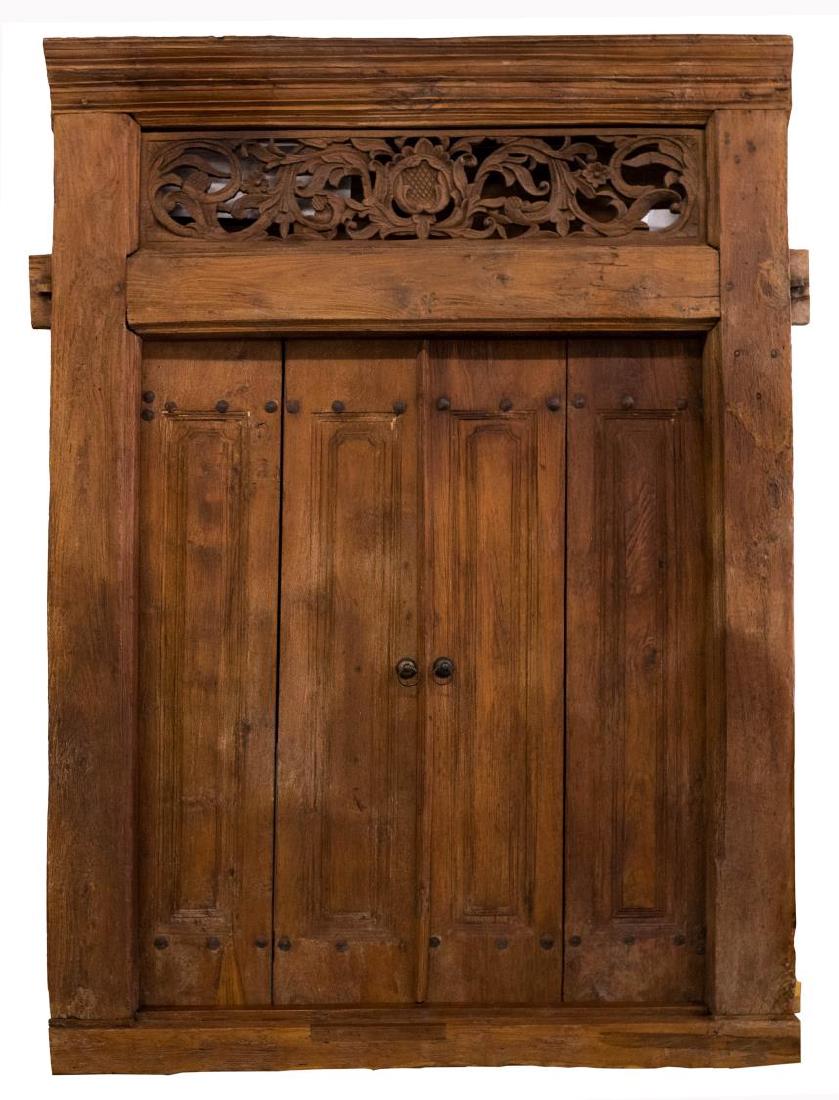 ANTIQUE TEAKWOOD FOLIATE CARVED DOORS & FRAME (1 of 2)
