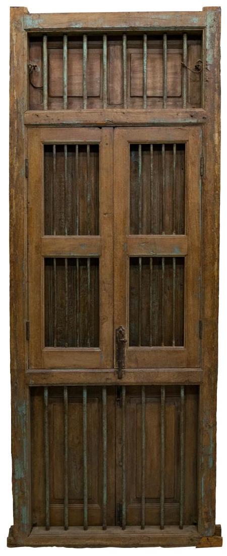 COLONIAL CARVED TEAK & IRON CHURCH WINDOW (1 of 2)