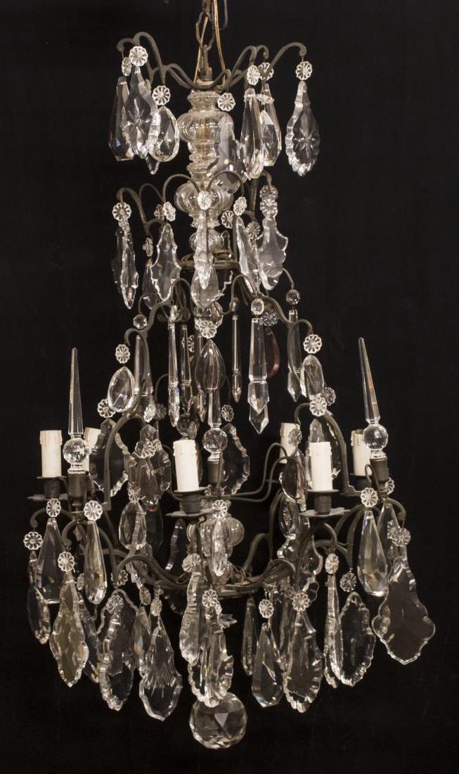 ITALIAN IRON & CRYSTAL 6-LIGHT CHANDELIER (1 of 2)