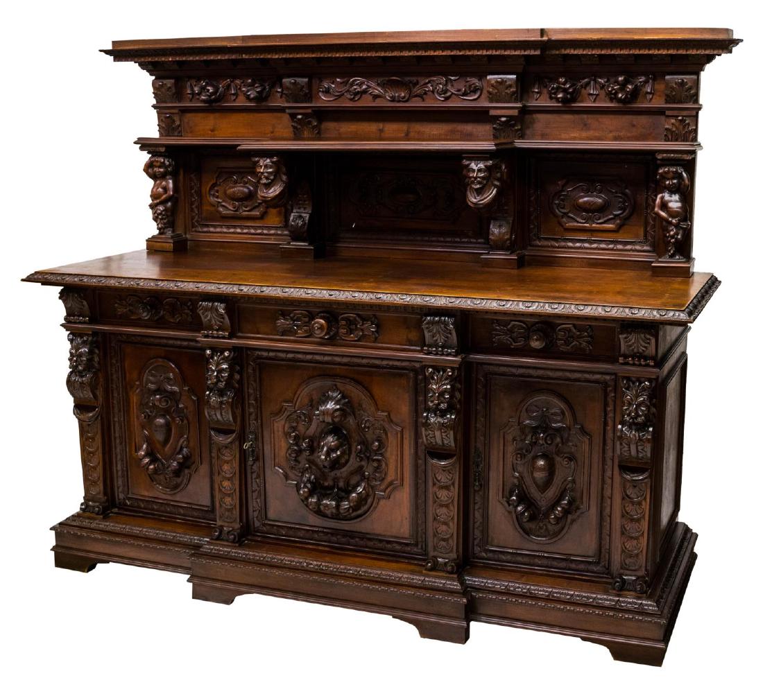 FINE RENAISSANCE REVIVAL FIGURAL CARVED SIDEBOARD (1 of 8)