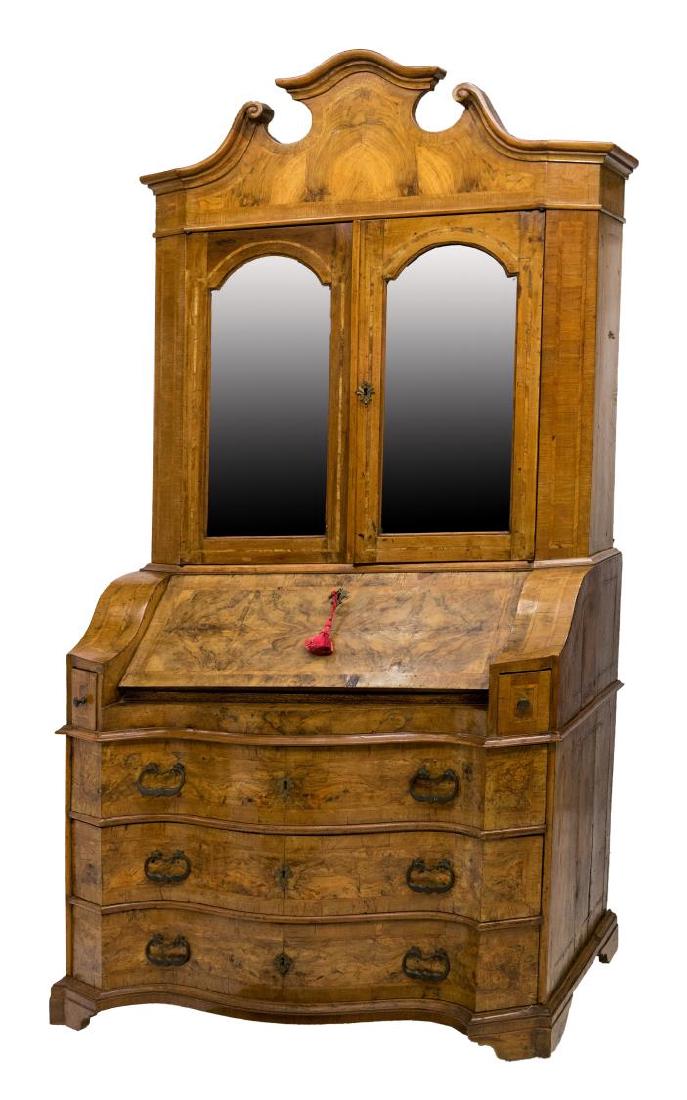 ITALIAN VENETIAN INLAID & BURL BUREAU BOOKCASE (1 of 6)