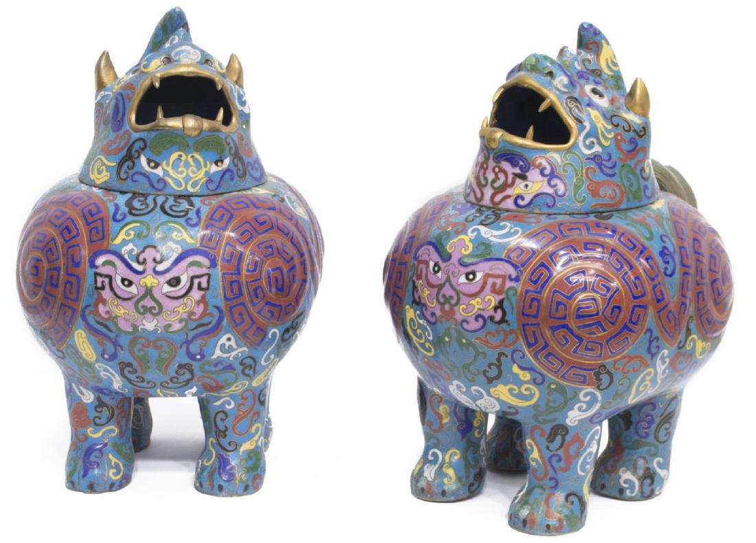 (2) CHINESE CLOISONNE ENAMEL FIGURAL CENSERS (1 of 4)