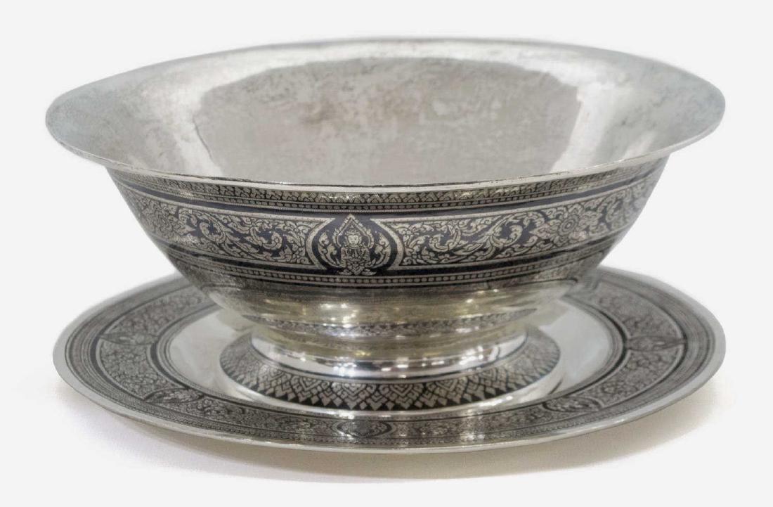 (2) THAI NIELLO SILVER BOWL & CHARGER (1 of 5)