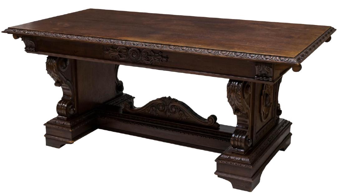 RENAISSANCE REVIVAL HEAVILY CARVED DINING TABLE (1 of 5)