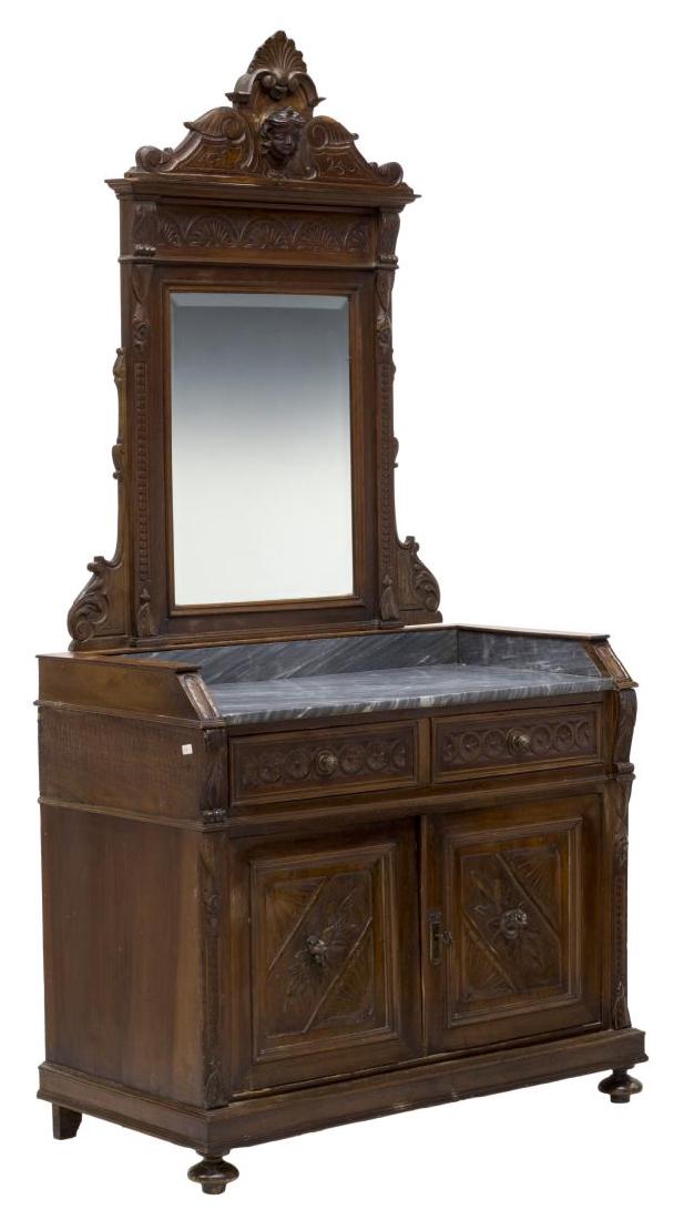 ITALIAN WALNUT MIRRORED MARBLE TOP WASH STAND (1 of 2)