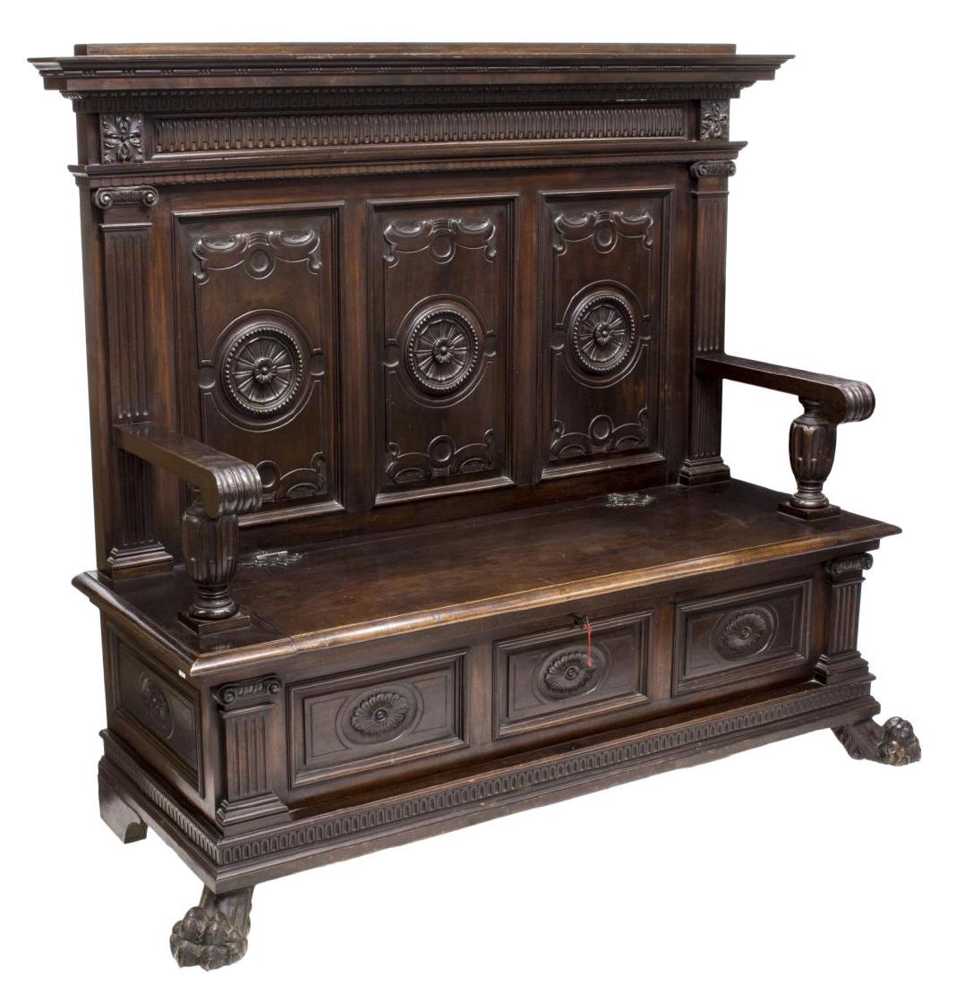ITALIAN RENAISSANCE REVIVAL HALL BENCH (1 of 3)