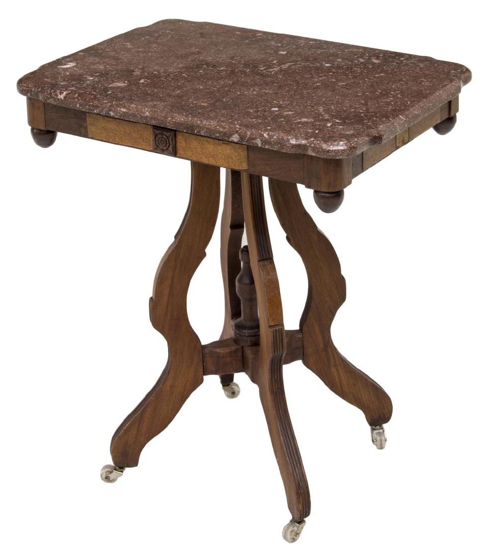 AMERICAN VICTORIAN MARBLE TOP PARLOR TABLE (1 of 2)