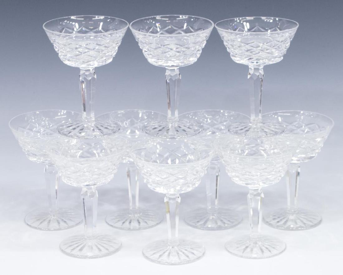 (10) WATERFORD CUT CRYSTAL TYRONE COCKTAIL GLASSES: (lot of 10) Waterford cut crystal "Tyrone" cocktail glasses, 4"h, 3.75lbs *Provenance: Barnard's Antiques, Salado, Texas* Start Price: $80.00
