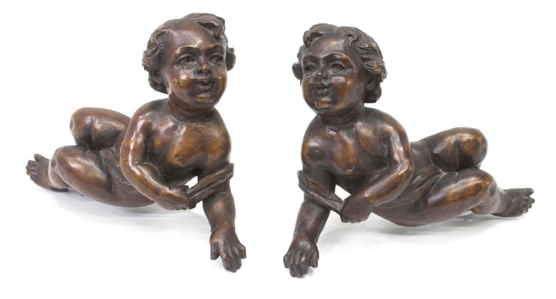 (2) CONTINENTAL CARVED WOOD CUPID WALL ART, 19TH C (1 of 4)