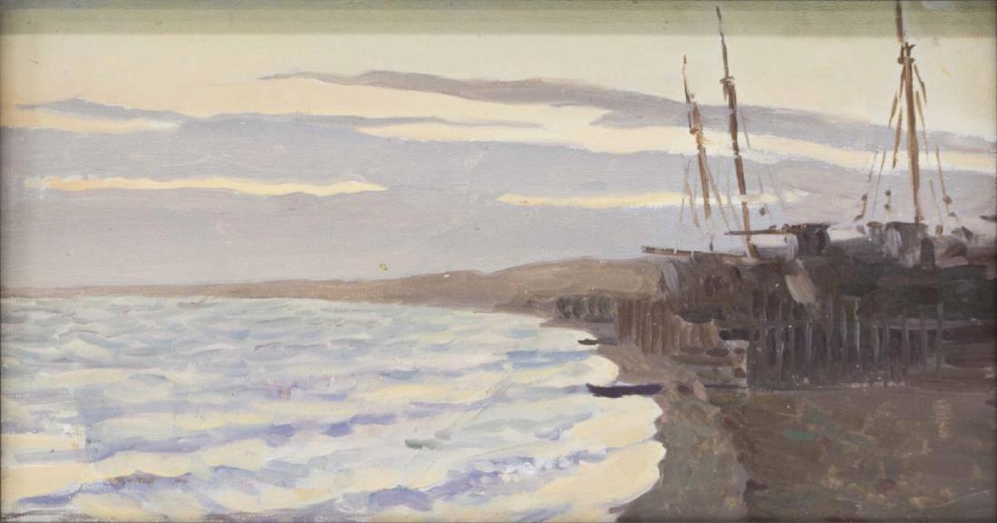 FRAMED OIL PAINTING RUSSIAN SEASCAPE C. 1952 (1 of 4)