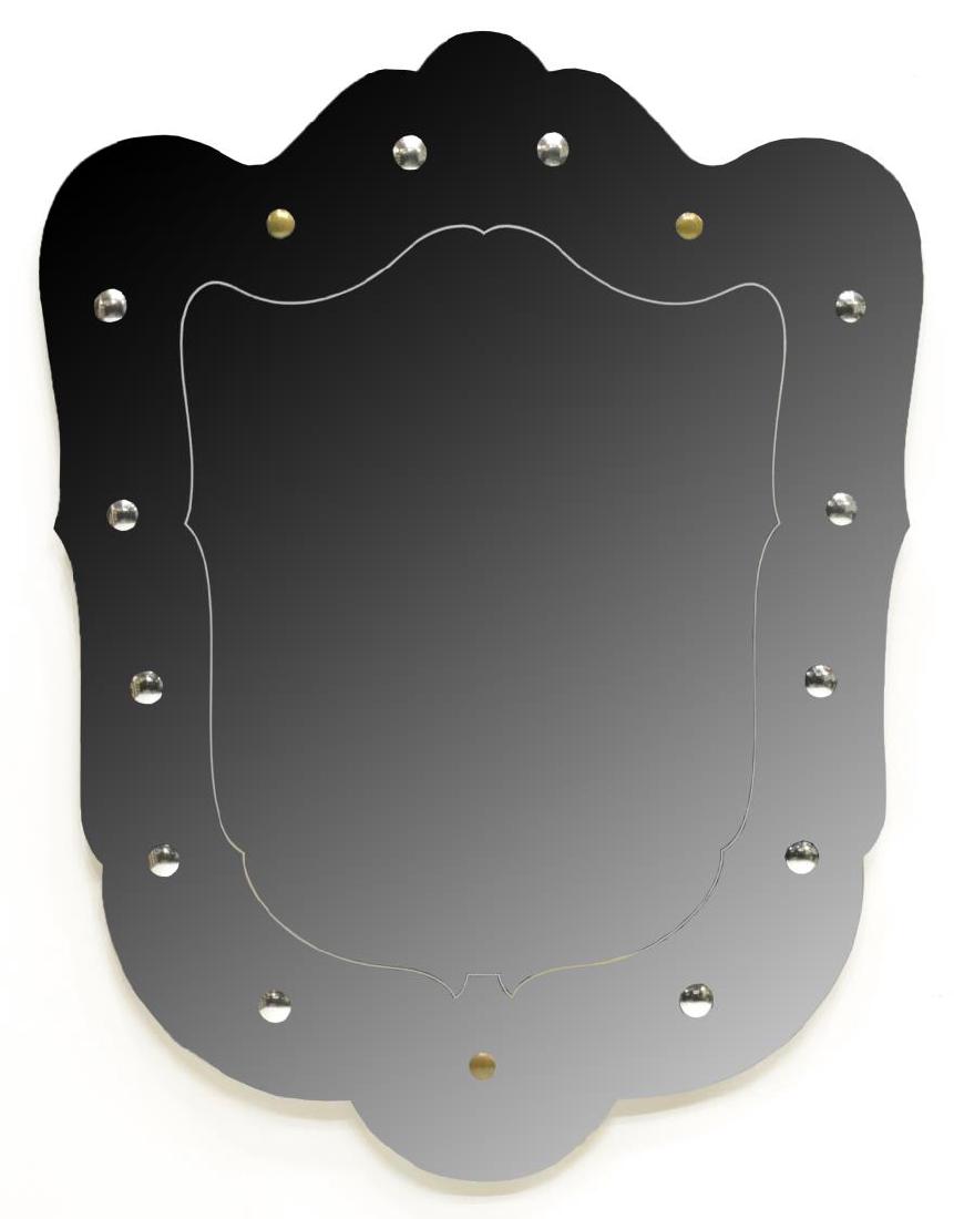 VINTAGE ITALIAN SHIELD FORM HANGING WALL MIRROR (1 of 2)