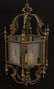 ITALIAN BRASS & GLASS HEXAGONAL HANGING LANTERN