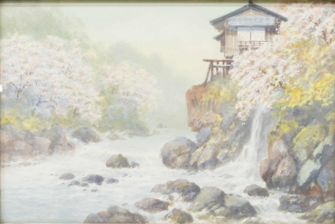 T. TOSUKE (JAPAN, 20TH C.) RIVER FALLS WATERCOLOR (1 of 5)