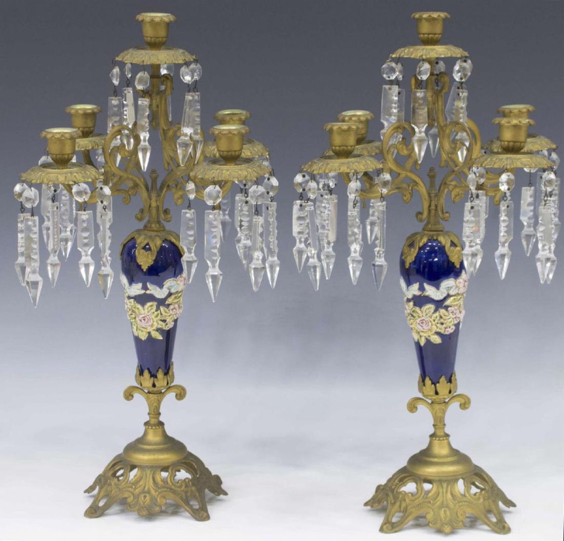 (2) CONTINENTAL PORCELAIN & GILT METAL CANDELABRAS (1 of 2)