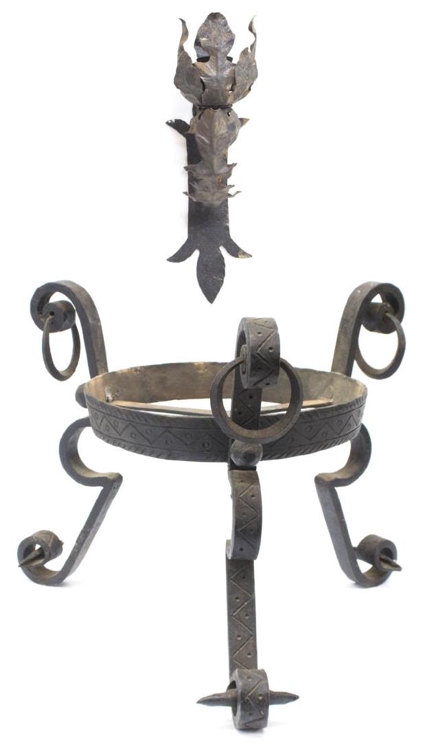 ANTIQUE CONTINENTAL SINGLE LIGHT IRON WALL SCONCE (1 of 3)