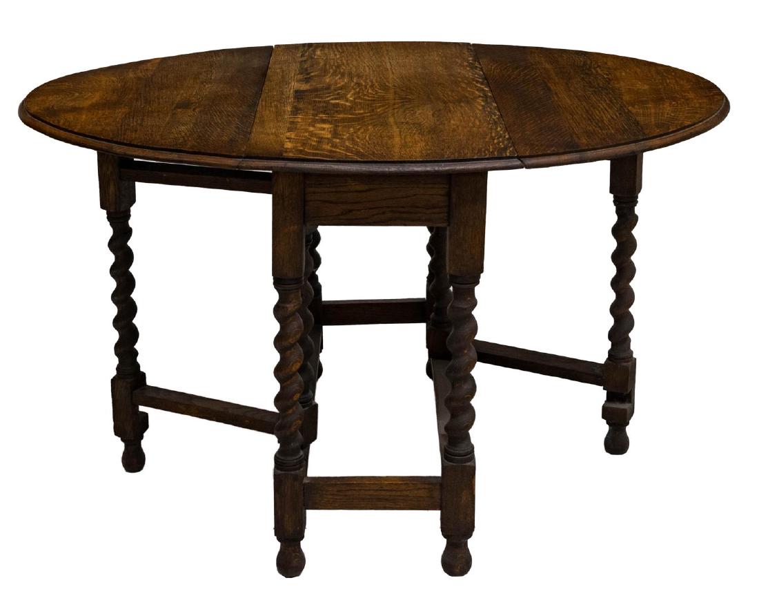 ENGLISH OAK TWIST LEG OVAL DROP LEAF TABLE (1 of 5)