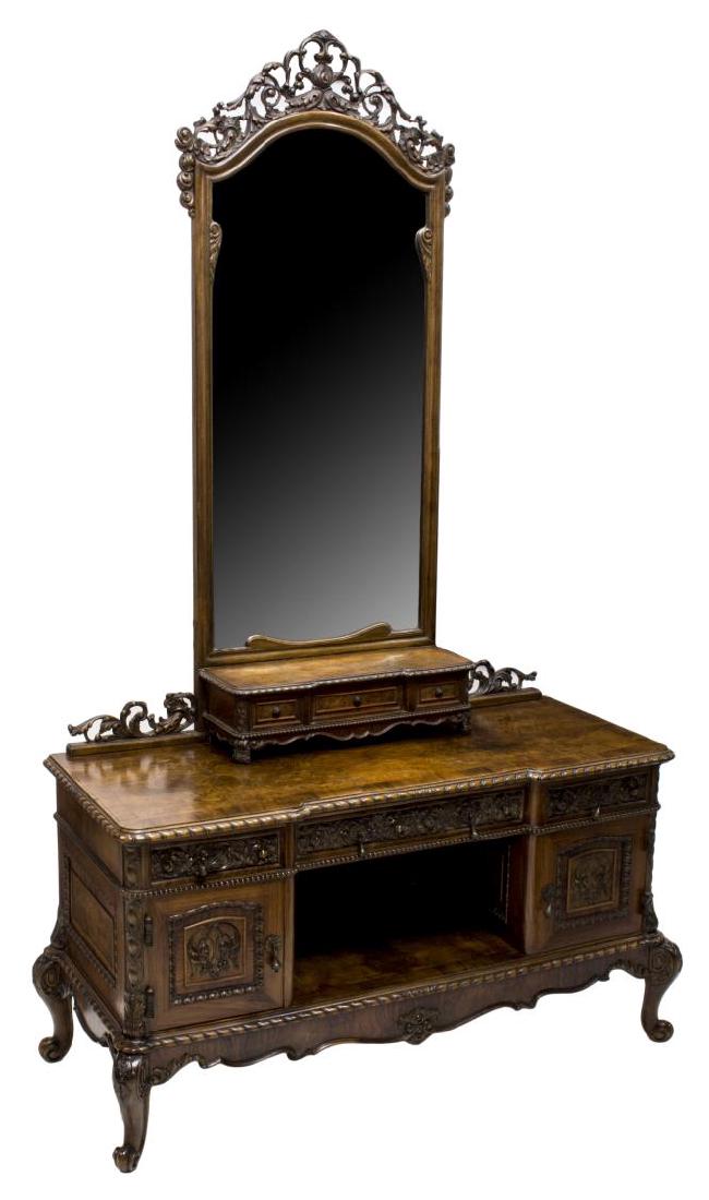 ITALIAN BAROQUE STYLE MIRRORED WALNUT VANITY 20THC (1 of 2)