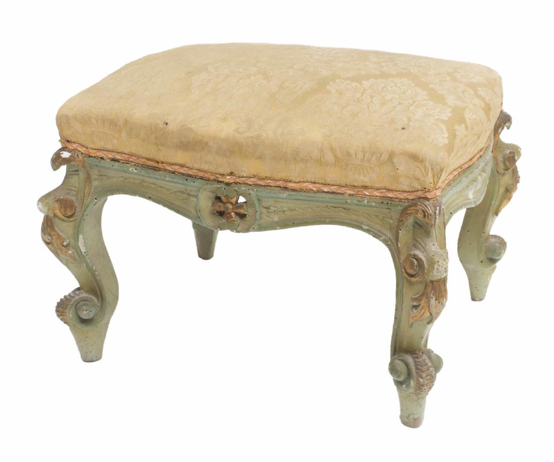 ITALIAN LOUIS XV STYLE POLYCHROME CUSHIONED STOOL (1 of 2)