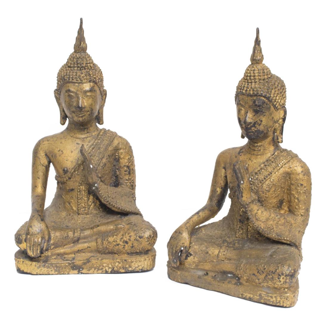 (2) THAI PARCEL GILT BRONZE SEATED FIGURES, BUDDHA (1 of 3)