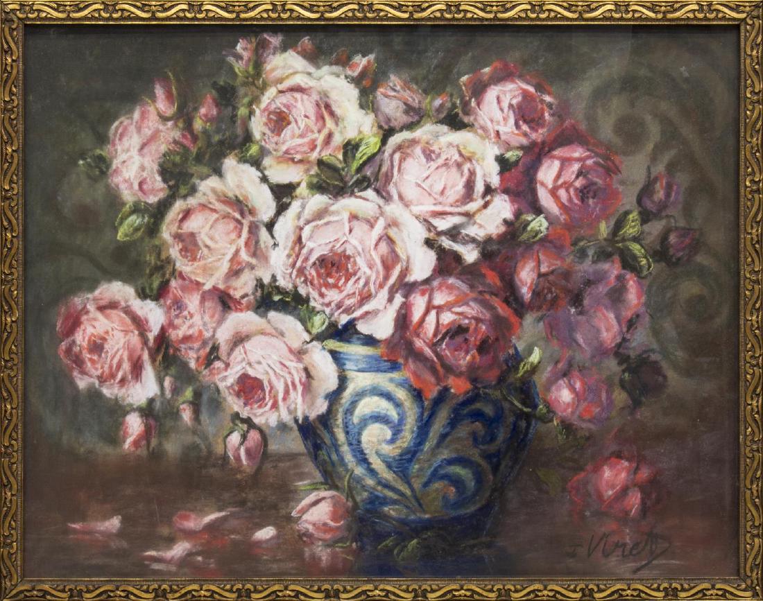 ITALIAN FRAMED STILL LIFE CHALK PASTEL DRAWING (1 of 4)