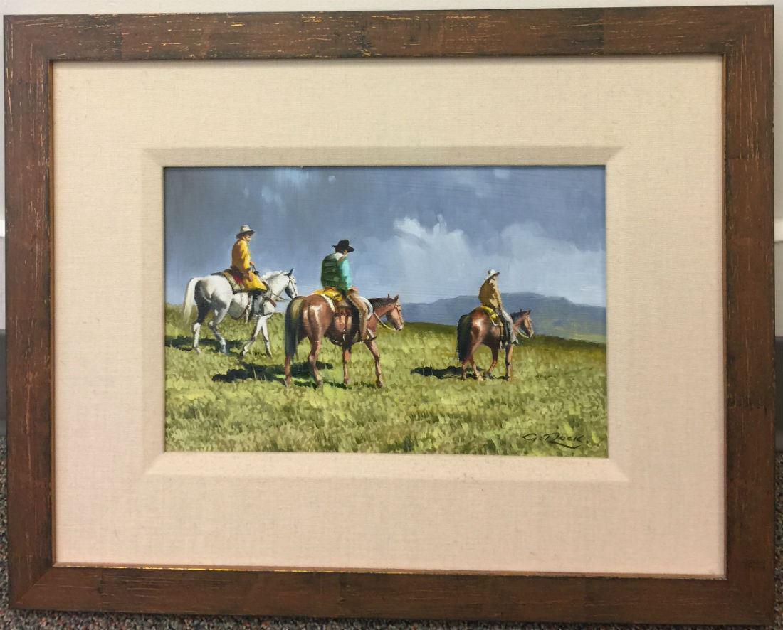 Oil painting signed G. Rock, 8" x 12", Heading Out - (1 of 3)