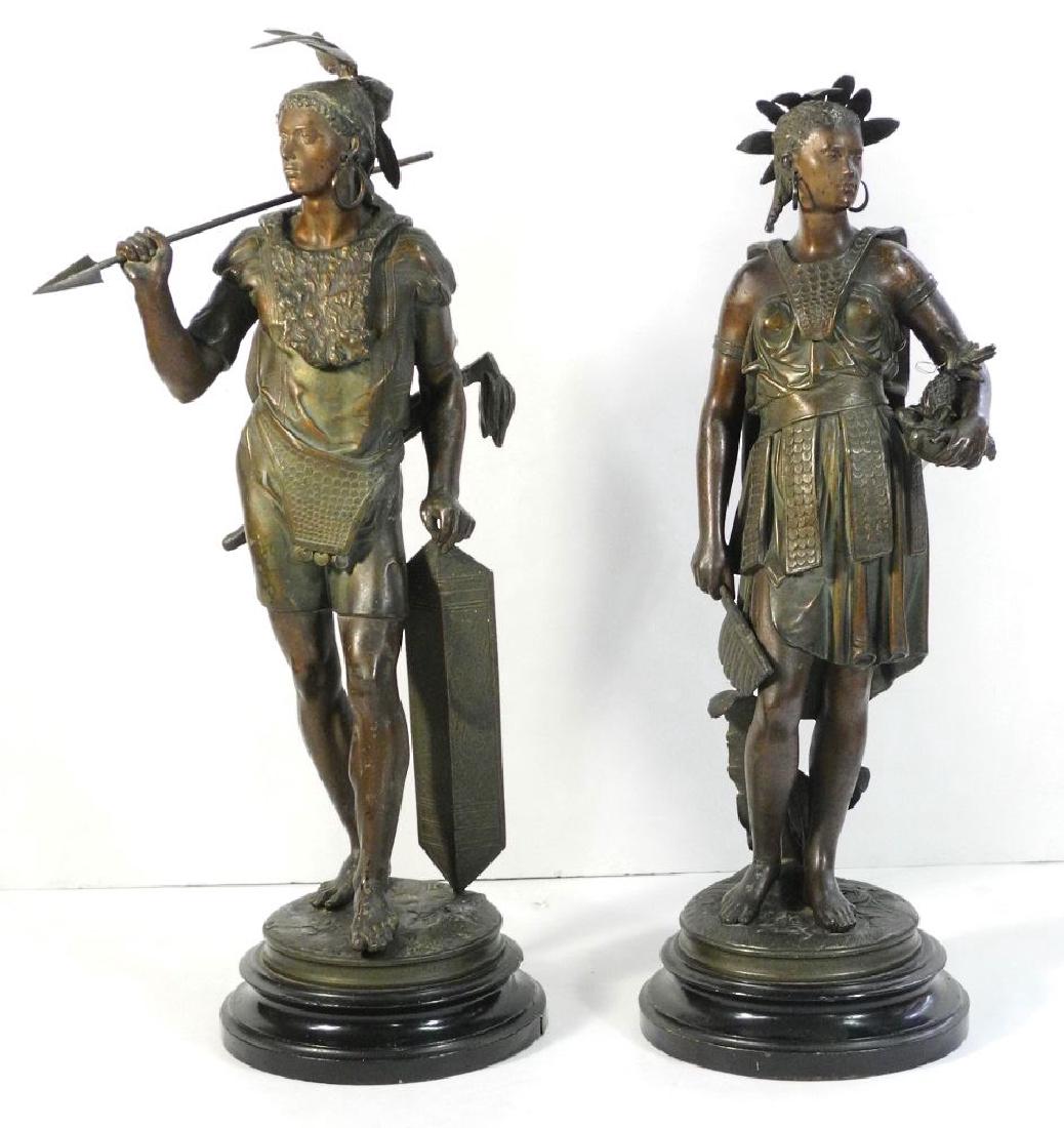 Pair of spelter figures of Native Warriors, 22". (1 of 7)