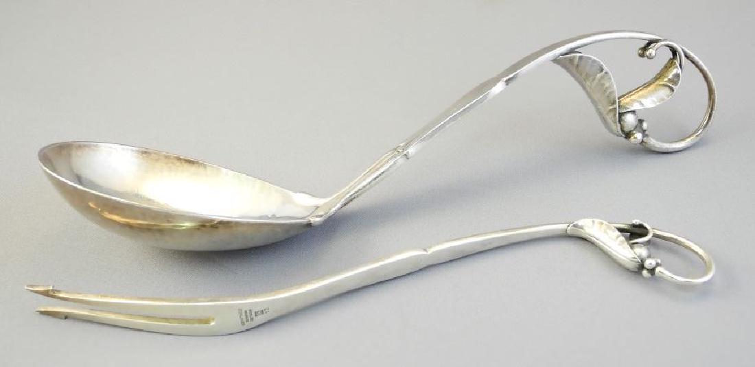 George Jenson silver salad servers, fork and spoon. (1 of 8)