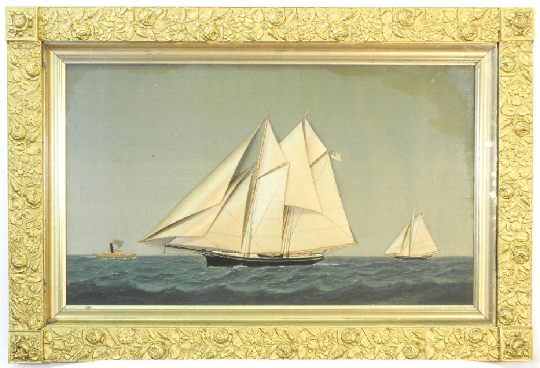 Silk embroidered picture & painting attr. to Thomas H. (1 of 8)