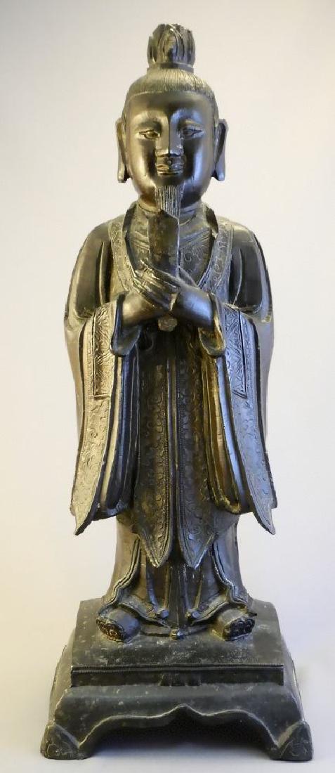 Chinese bronze figure of a standing scholar with (1 of 11)