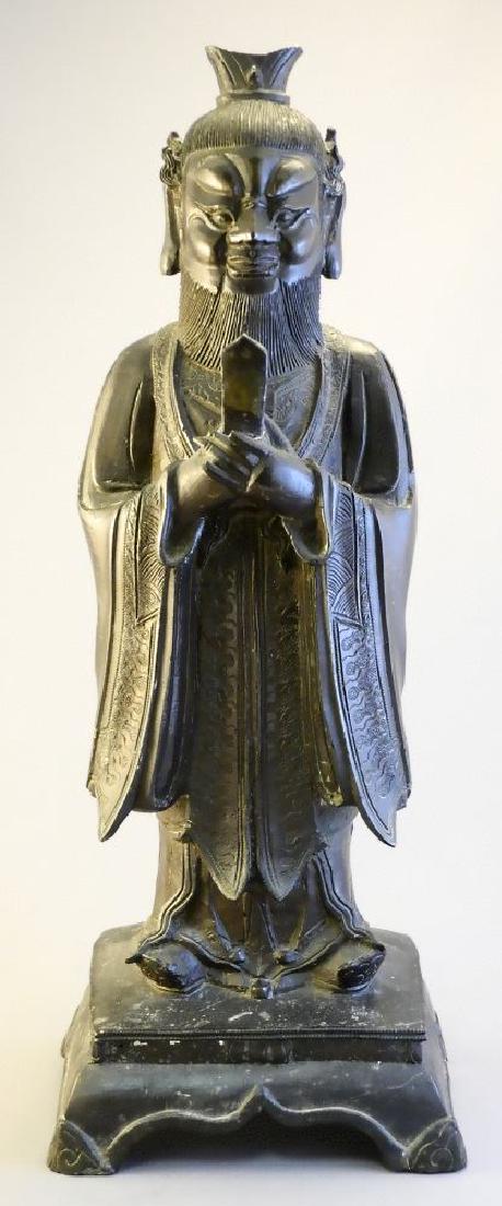 Chinese bronze figure of a standing scholar with beard, (1 of 9)