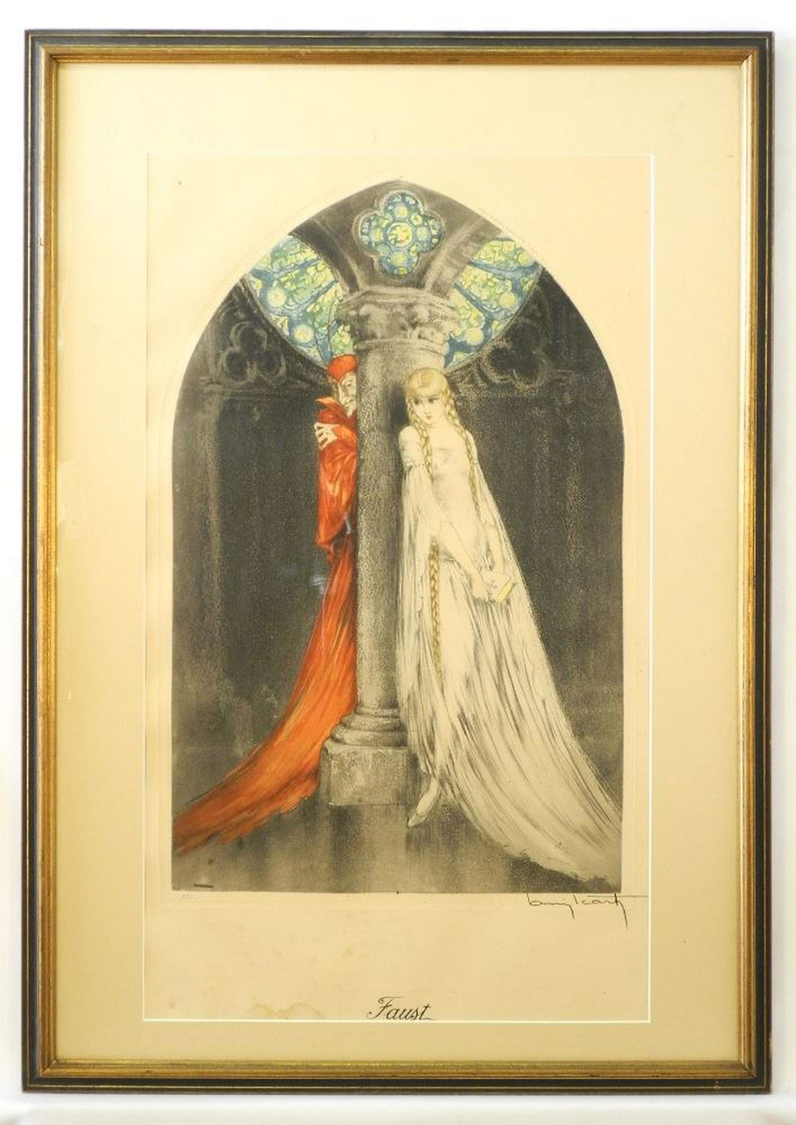 Etching and aquatint signed Louis Icart, 25 x 14 1/2", (1 of 9)