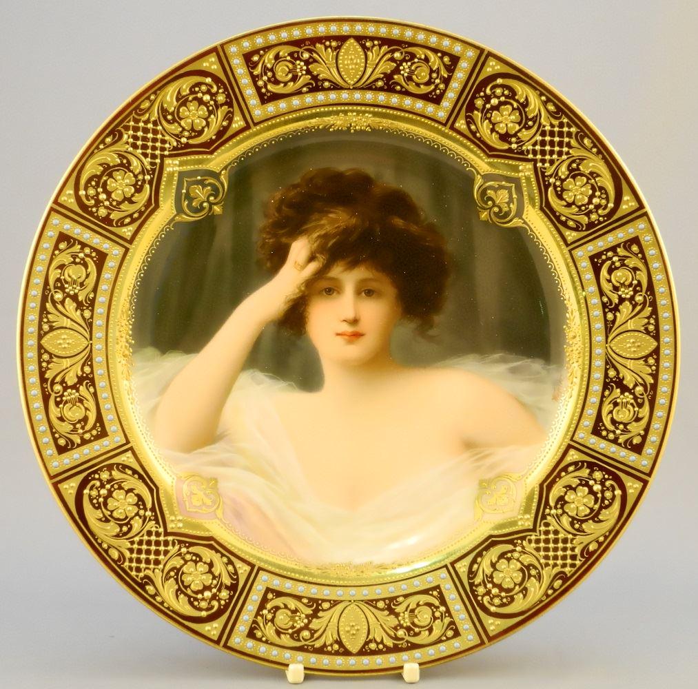 Dresden porcelain portrait plate signed Wagner, 9 1/2", (1 of 7)