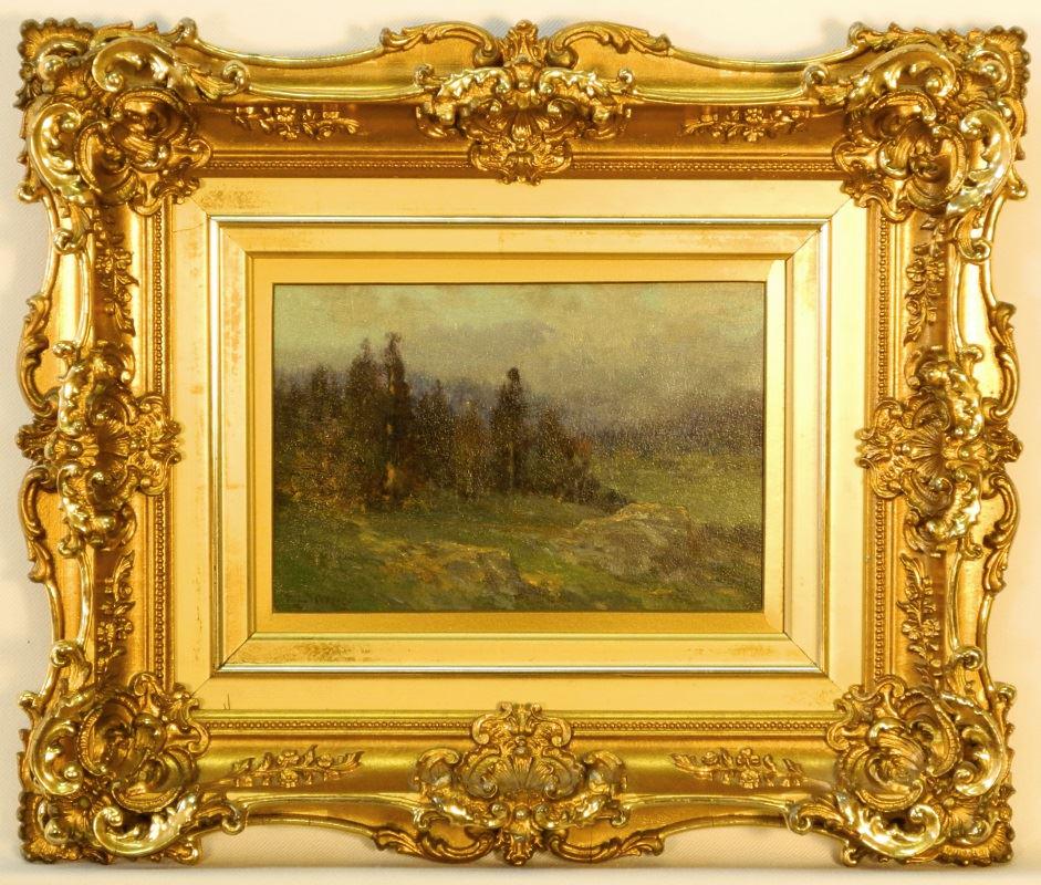 Oil on board signed E.J. Dressler, 4 1/3" x 6 1/8 ", (1 of 7)