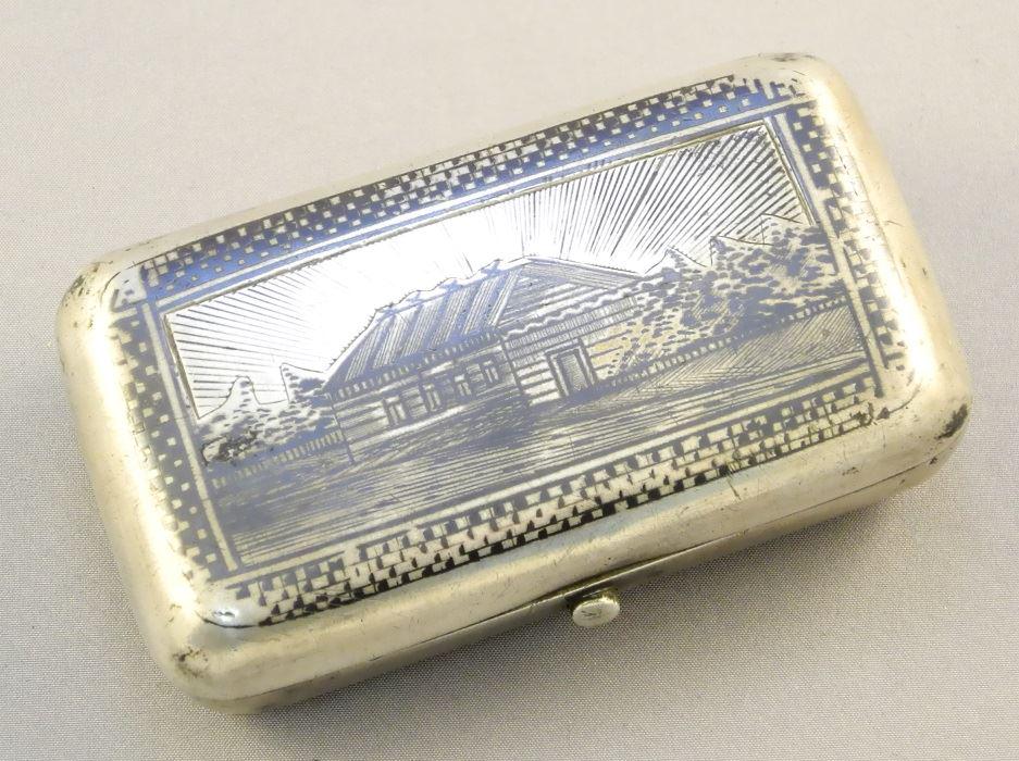 Russian silver "niello work" snuff box marked A.K 1881, (1 of 6)