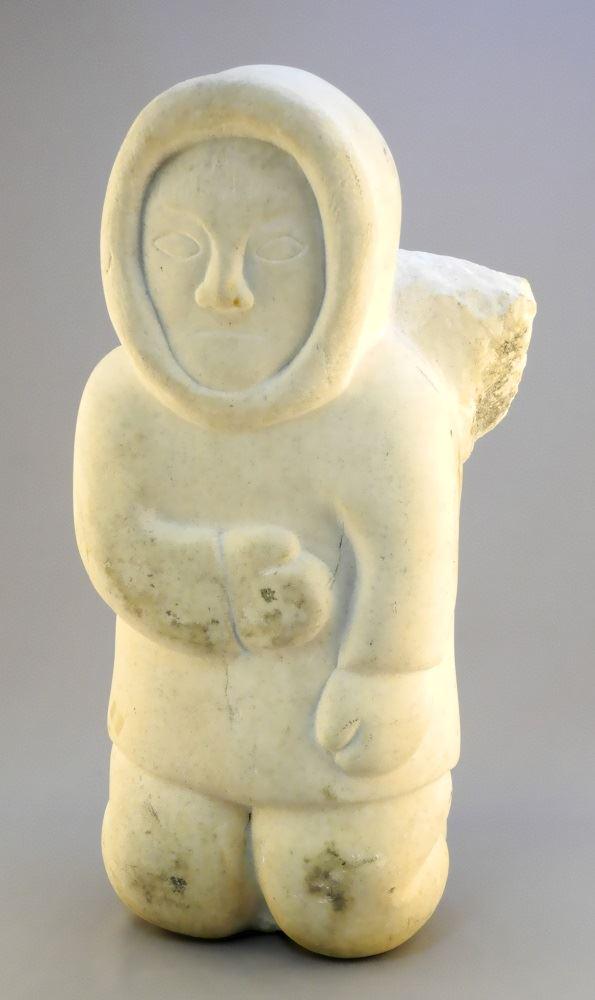 Inuit large white stone carved standing figure, 17 (1 of 5)