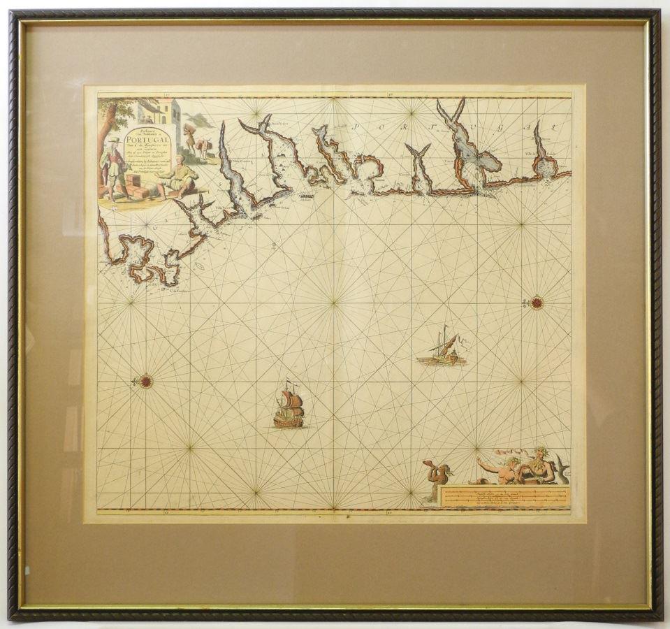 18th century map of Portugal, 20" x 23". (1 of 4)