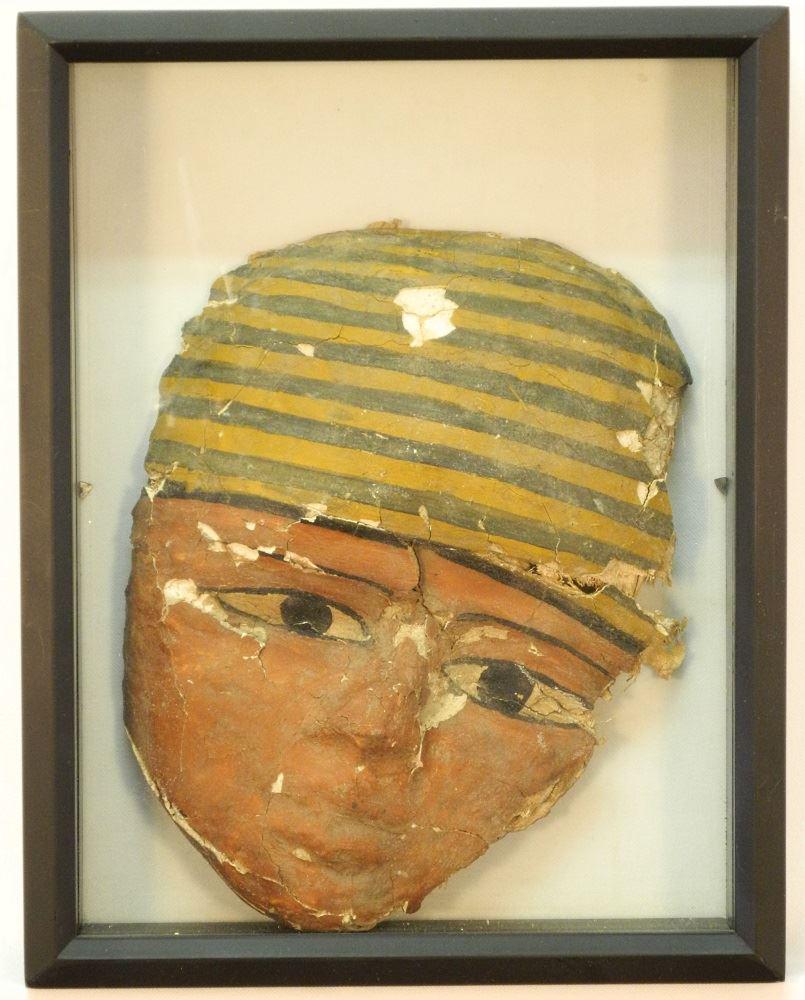 Ancient Egyptian funerary mask, 10 3/4" long, bough in (1 of 4)