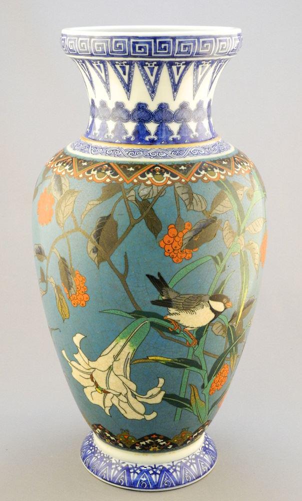 Japanese cloisonne on porcelain vase decorated with (1 of 7)