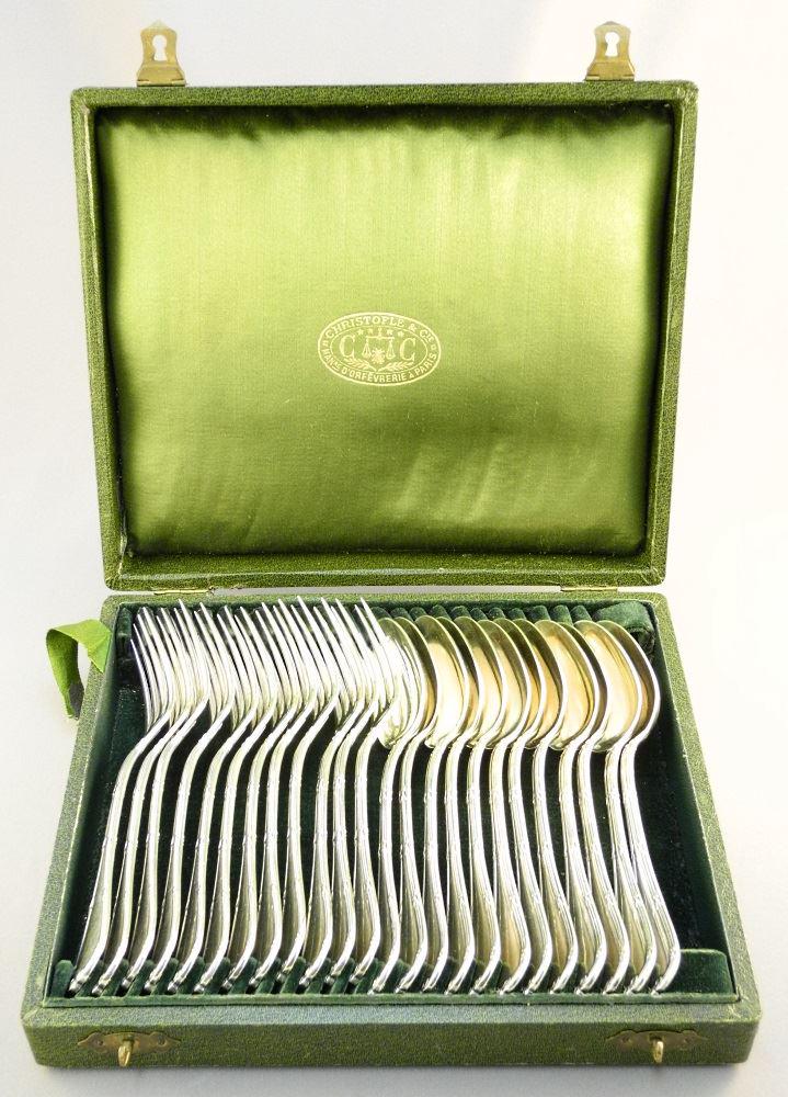 Cased set of Christofle forks and spoons for 12. (1 of 8)