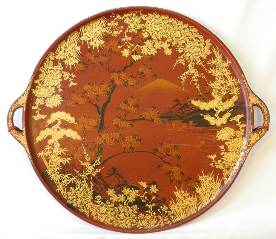 Japanese lacquered tray, 23 1/2". (1 of 6)