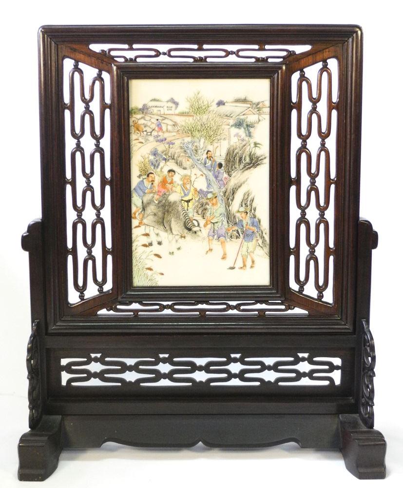 Chinese antique painted porcelain table panel with (1 of 10)