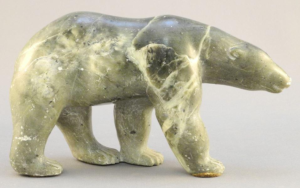 Inuit hardstone bear signed Henry 1965, 6 3/4". (1 of 9)