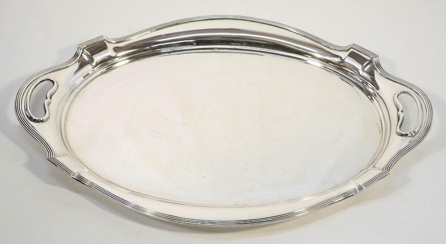 Large Sterling silver handled tray, 24 1/2", 104 oz (1 of 6)