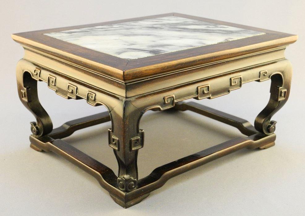 Chinese Rosewood and Marble inset Fretwork Stand, 5 x 8 (1 of 10)